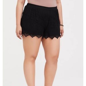 BLACK EMBROIDERED MESH SHORT